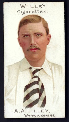 WILLS - CRICKETERS, 1901 (PLAIN) - #10 A A LILLEY, WARWICKSHIRE
