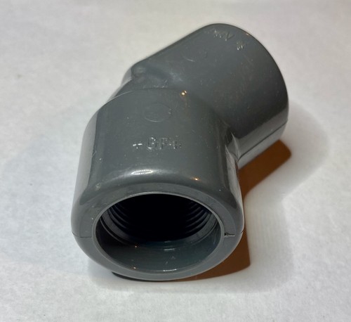US Plastic 27252 3/4" NPT Schedule 80 Gray PVC Threaded 45° Elbow, FPT x FPT - Picture 2 of 2