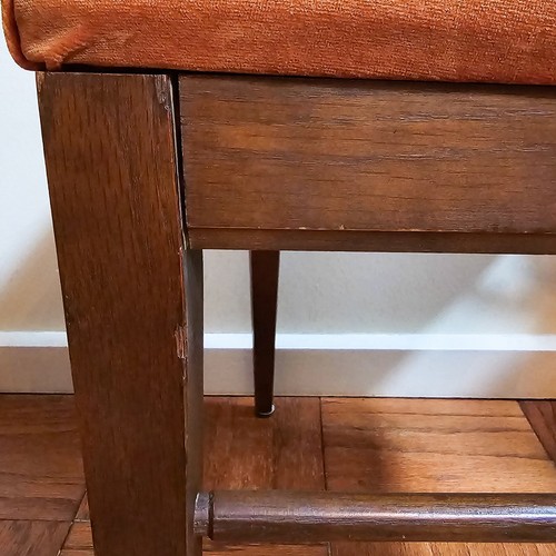 Vintage Pair (2) Mid Century Modern MCM 1960s Retro Wood Dining Chairs Orange - Picture 14 of 20