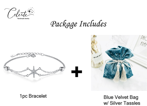 Diamond Star Bracelet Cubic Zirconia Crystal 925 Sterling Silver - Bild 1 von 7