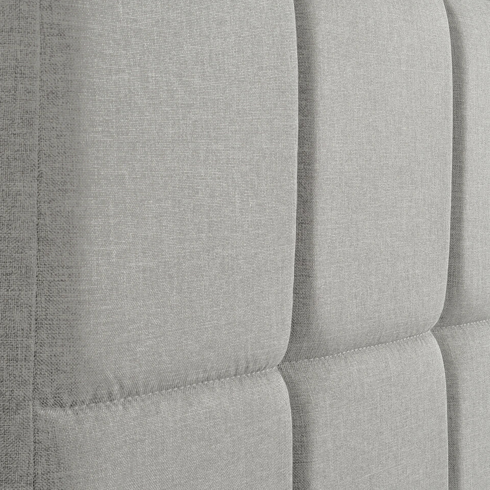 Cama plataforma tapizada de tela gris claro Queen hogar salón dormitorio muebles Foto 2 de 3