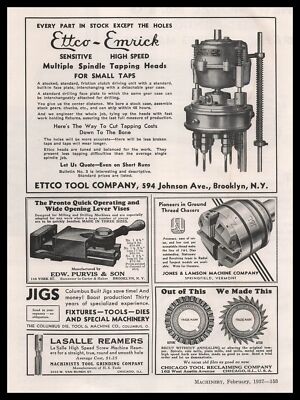 1937 Ettco Tool Company Brooklyn New York Friction Clutch Driving Units Print Ad