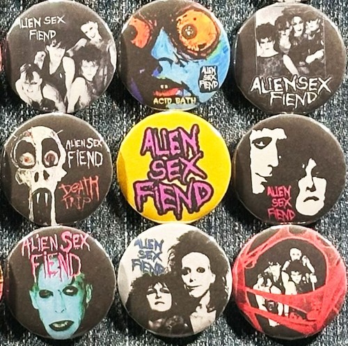 ALIEN SEX FIEND anni 80 musica 1" bottoni pinback dark new wave goth rock, 30 spille - Foto 7 di 9
