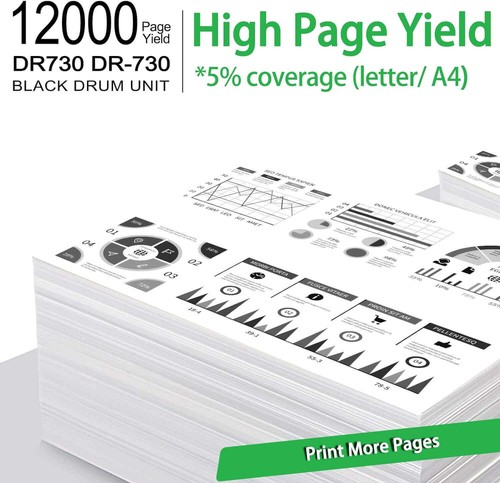 DR730 Drum Unit For Brother TN760 DCP-L2550DW HL-L2370DW L2350DW MFC-L2690DW 2PK - Picture 3 of 20