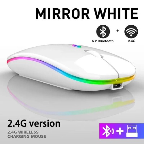 2.4GHz Bluetooth Wireless Optical Mouse USB Rechargeable RGB Mice for PC Laptop - Imagen 7 de 10