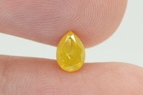 Loose Pear Shape Diamond Natural Fancy Yellow Color Real 0.67 Carat I1 Certified - Picture 6 of 7