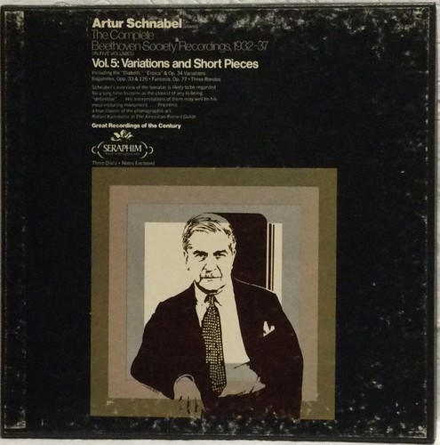 ARTUR SCHNABEL - Beethoven Society Recordings Vol. 5, Seraphim, IC-6067, VG+/VG - Picture 1 of 5