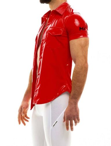 Modus Vivendi Viral Vinyl Shirt Press Stud Buttons Tight Fit Shirts Red 08041 B5 - Picture 2 of 4