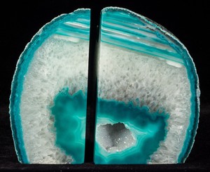 Agate-Bookends-Geode-Crystal-Polished-Quartz-Druzy-Brazil-Specimen