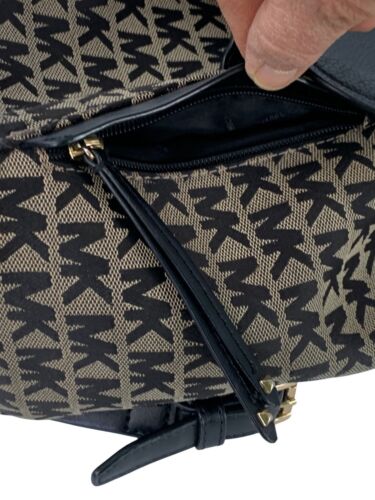 Michael Kors Evie Monogram Canvas & Leather Small Backpack Black/Brown Used - Picture 3 of 17