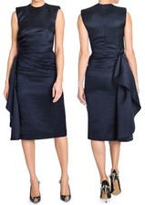 Alexander McQueen Women's Draped Silk Cocktail Dress Blue Size 38 / US 2 - Italy