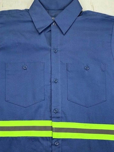 Hi Vis Reflective Shirts Safety Towing Work Uniform 100% Cotton Light Blue - Picture 2 of 8
