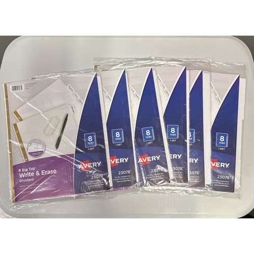 6 Sets Avery Big Tab Schreiben & Löschen Trennwände 23078 8 weiße Registerkarten pro Set - Bild 1 von 3