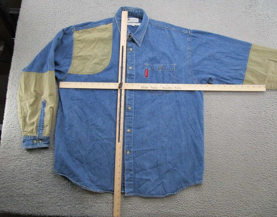 Columbia Denim Azul Abotonado LS Tiro Acolchado Caza Exterior Talla XL Leer Foto 4 de 4