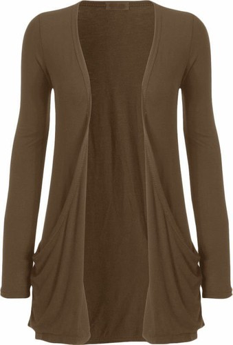 Womens Boyfriend Cardigan Ladies Long Sleeves 2 Front Pockets Stretchy UK 8-26 - Picture 7 of 49