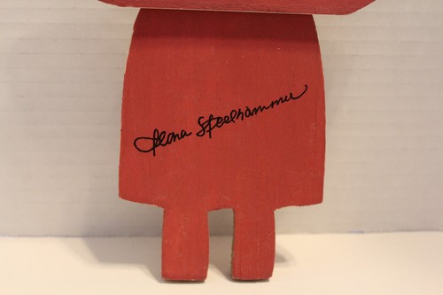 Ilona Steelhammer arte popolare legno intagliato e dipinto a mano angelo 7" firmato - Foto 6 di 8