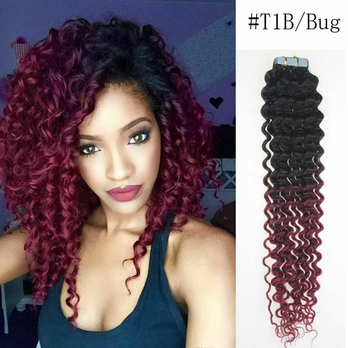 Light Blonde Invisible Tape In Curly & Wavy 100% Remy Human Hair Extensions 3g/s - Picture 54 of 140