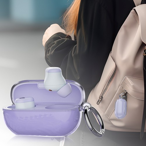 Custodia protettiva trasparente con portachiavi per Beats Solo Buds (viola trasp - Zdjęcie 2 z 9