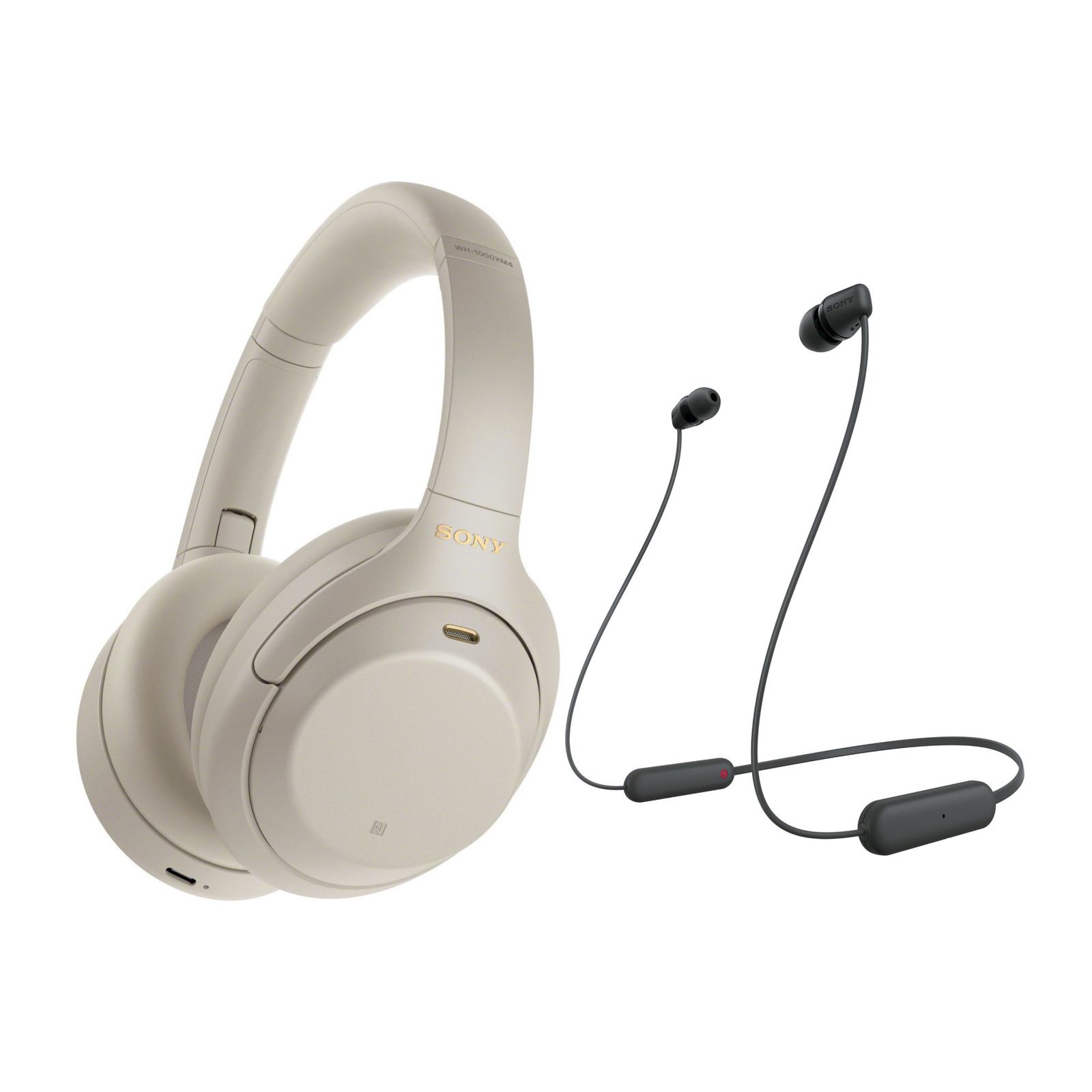 Беспроводные накладные наушники Sony WH 1000XM4 с шумоподавлением Серебристый комплект