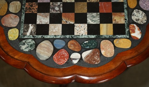 FINE ANTIQUE WILLIAM IV 1830 PIETRA DURA SPECIMEN MARBLE CHESS BOARD TABLE - Picture 8 of 12