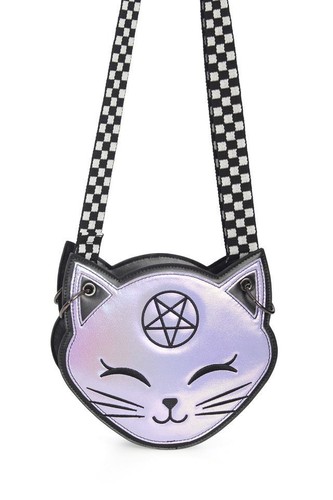 Banned Pochi Katze Schultertasche Gothic Kawaii Crossbody Handtasche mit Pentagramm Stern - Bild 2 von 7