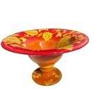 Gates Ware Vintage Topical Hand Painted Large Ceramic Pedestal Fruit Bowl 13in