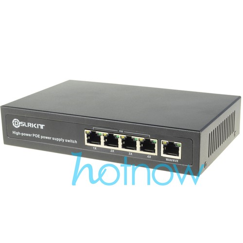 DSLRKIT 96watt 5 Port 4 PoE Switch 802.3af/at Power Over Ethernet Internal Power - Picture 1 of 8