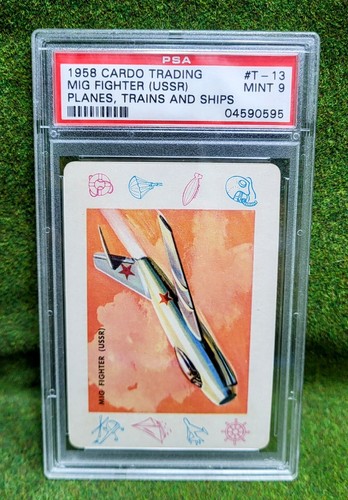 Cardo Trading Card 1958 Plane Train Ship Automobile Car PSA 9 Mig Fighter USSR - Picture 1 of 3
