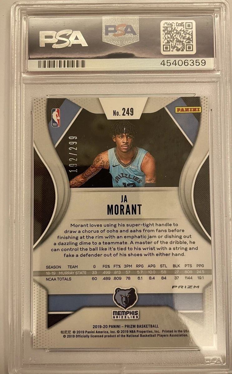 2019-2020 Panini Prizm Ja Morant Rookie Red Prizm /299 RC PSA 10