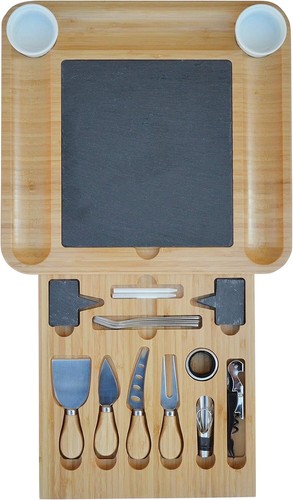 Cheese Board Set, Wooden Serving Platter Cheese Charcuterie Board w/ Accessories - Picture 6 of 8