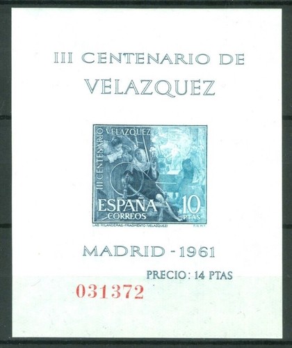 ESPAÑA 1961 - EDIFIL 1347** - VELÁZQUEZ - HOJITA BLOQUE - MNH.