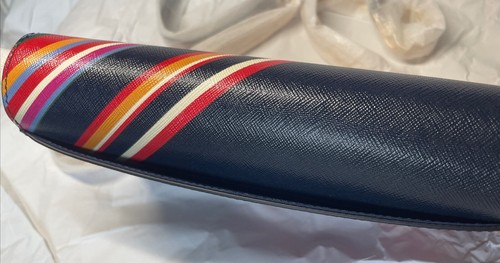 Neu mit Etikett Tory Burch Emerson Leder-Geldbörse mit farbigen Streifen an einer Kette - Bild 7 von 19