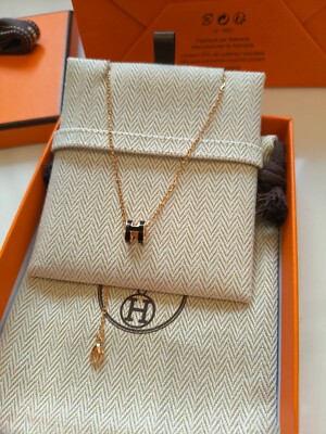 Hermes Pop H Pendant Chain Necklace Metal and Enamel Mini
