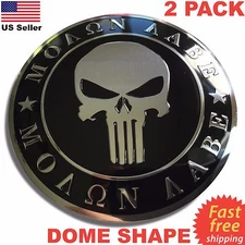 2 Pack ALUMINUM Molon Labe Dome Shape Emblem 2nd Amendment Decal Sticker NRA