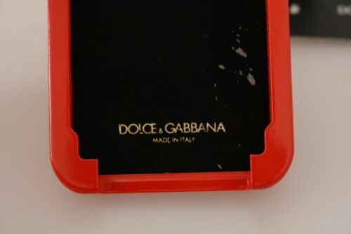 DOLCE & GABBANA Phone Case Orange Printed Silver Metal Lock iPhone 7-8 RRP $600 - Picture 4 of 8