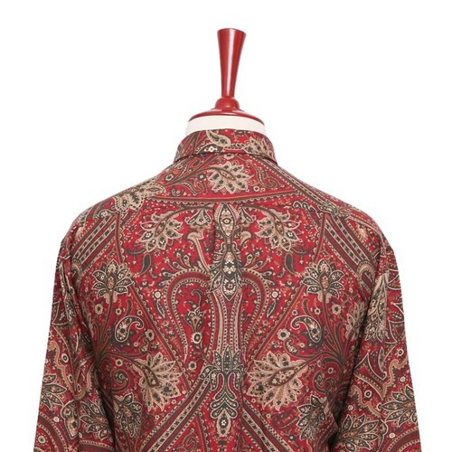 Mens Silky Shirt XL Red Paisley Button Up Hawaiian Beach Summer Party Vacation - Picture 5 of 6