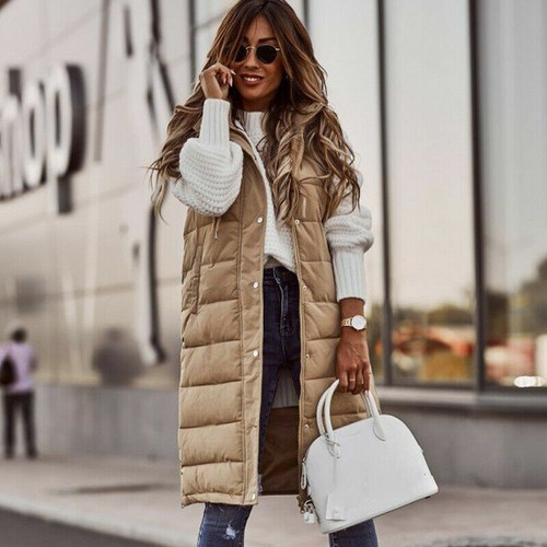 US Womens Hooded Coat Vest Winter Sleeveless Jacket Cotton Down Padded Waistcoat - Bild 4 von 4