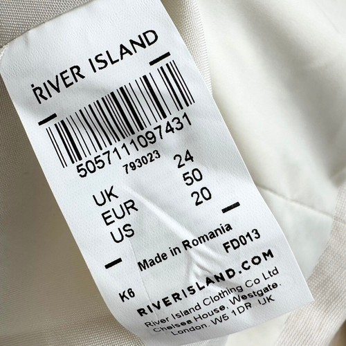 River Island Gathered Sleeve Belted Satin Sheen Blazer Beige Size 20 NWT - Picture 10 of 12