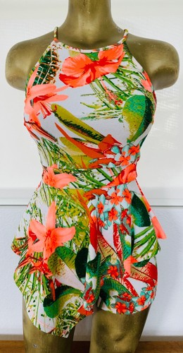 PANTALONCINI ROMPER NEON stampa floreale tropicale s/m - Foto 10 di 10