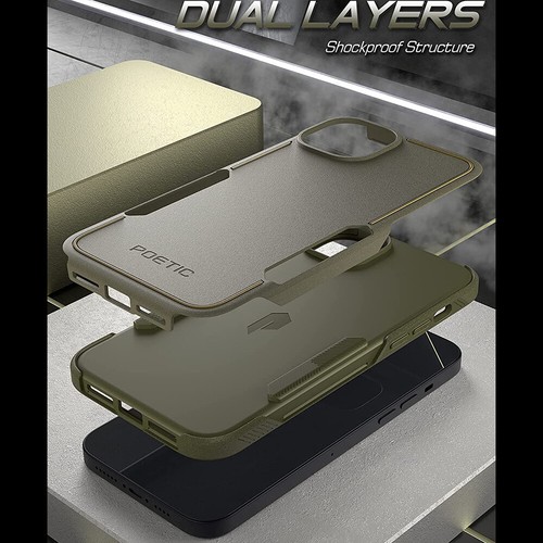iPhone 14 Plus Case Dual Layer Slim Shockproof Protective Cover Military Green - Picture 4 of 7