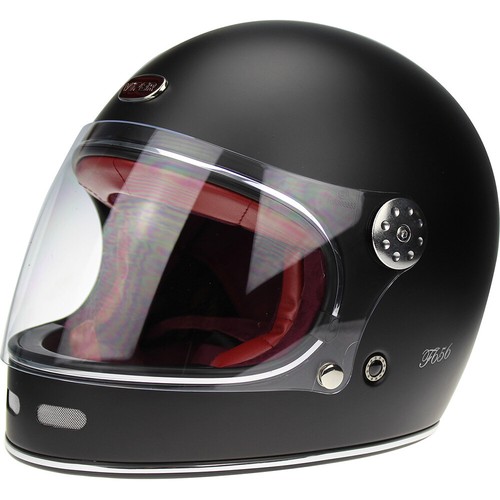 Viper F656 Vintage Full Face Fibreglass Classic Motorcycle Helmet - Matt Black - Picture 2 of 9