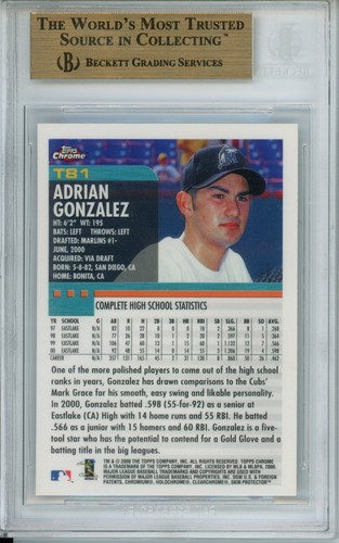 2000 Topps Chrome Traded #T81 Adrian Gonzalez Rookie Card BGS 9.5 Gem Mint w2/10 - 第 2/2 張圖片