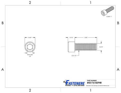 5/16-18 X 1" Socket Head Cap Screws Allen Drive Stainless Steel Bolt Qty 10 - Picture 2 of 3
