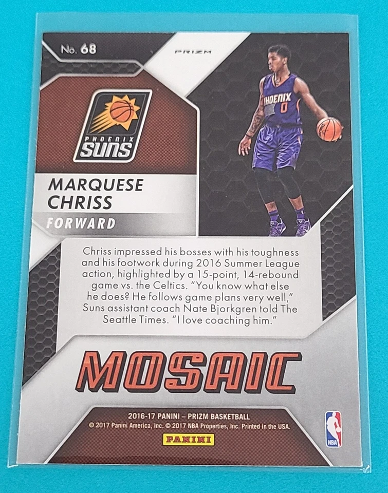 2016-17 Panini Mosaic Prizm Red #68 Marquese Chriss Phoenix Suns Card V8 - Image 2 of 2
