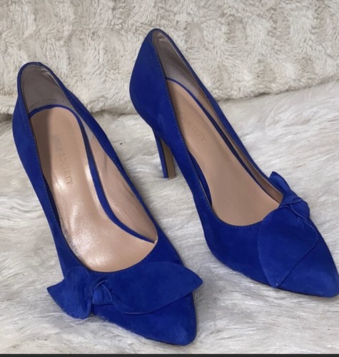 Sole society Elisa suede blue bow pumps heel womens 6.5 work shoes - Picture 2 of 5