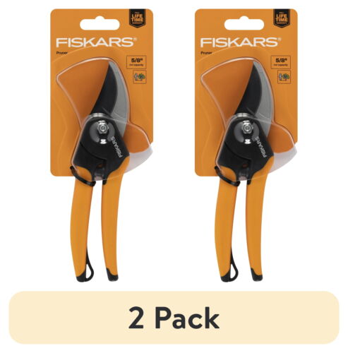 Fiskars Bypass Pruner Garden Tool with Steel Blade SoftGrip Handle,Orange 2 pack