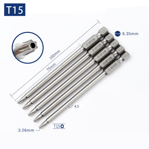 5Pcs Long Reach Torx Star Hex Tamper Proof Screwdriver Bits Security Bit Set UK - Picture 27 of 43