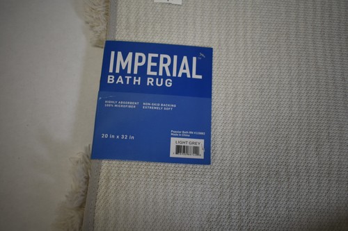 Popular Bath Imperial Bath Rug 20" x 32" Non Skid 100% Microfiber Light Grey - Picture 3 of 5