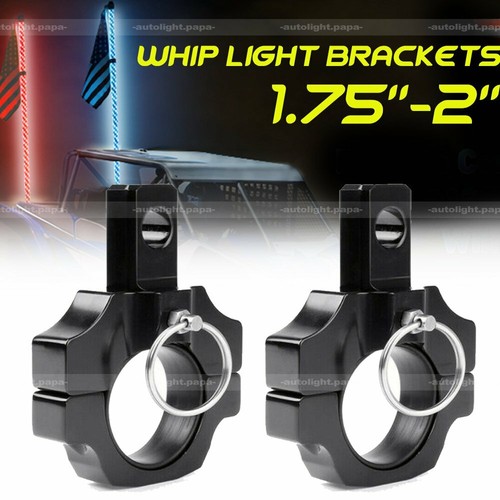 Pair Rollbar Cage LED Whip Light Pole for 1.75" to 2" Mount Bracket UTV ATV - Picture 3 of 9