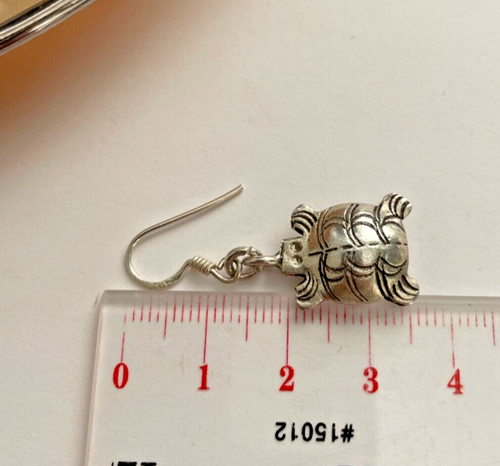 Fine Silver Turtle Drop Earrings With Sterling Silver Hook - Picture 8 of 8